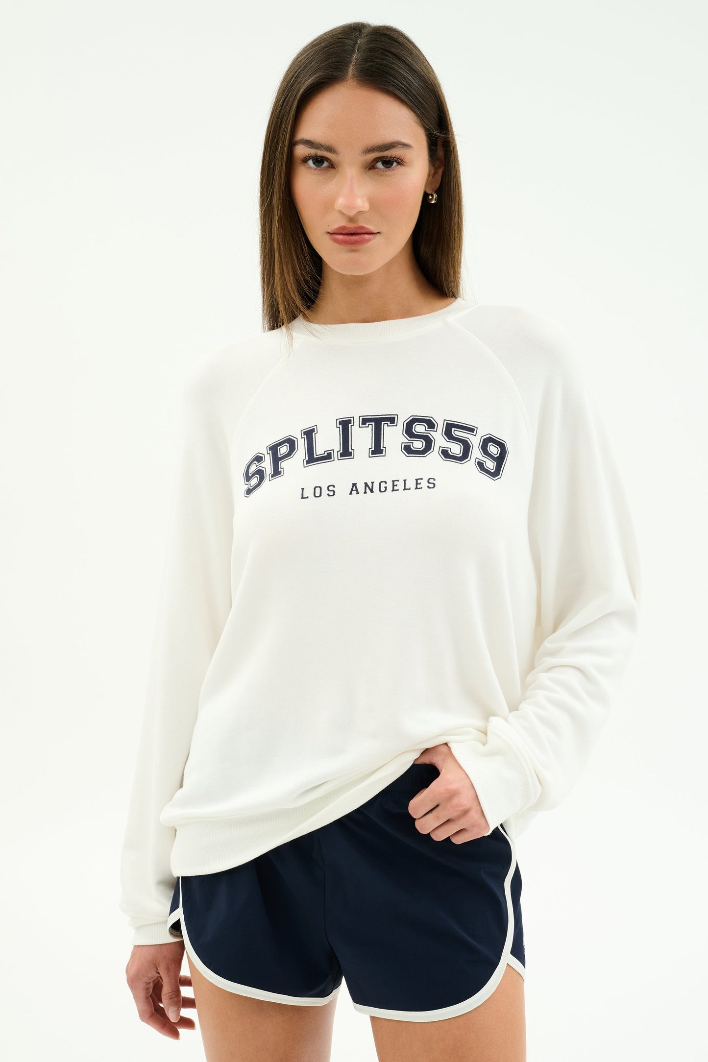 Andie Oversized Fleece Varsity Graphic Sweatshirt - Splits59