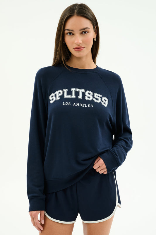 Andie Oversized Fleece Varsity Graphic Sweatshirt - Splits59