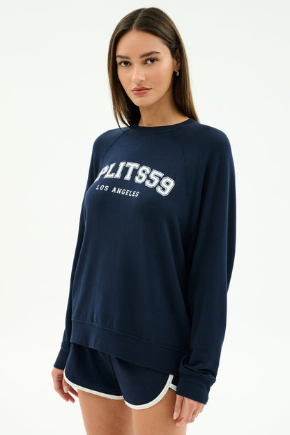 Andie Oversized Fleece Varsity Graphic Sweatshirt - Splits59