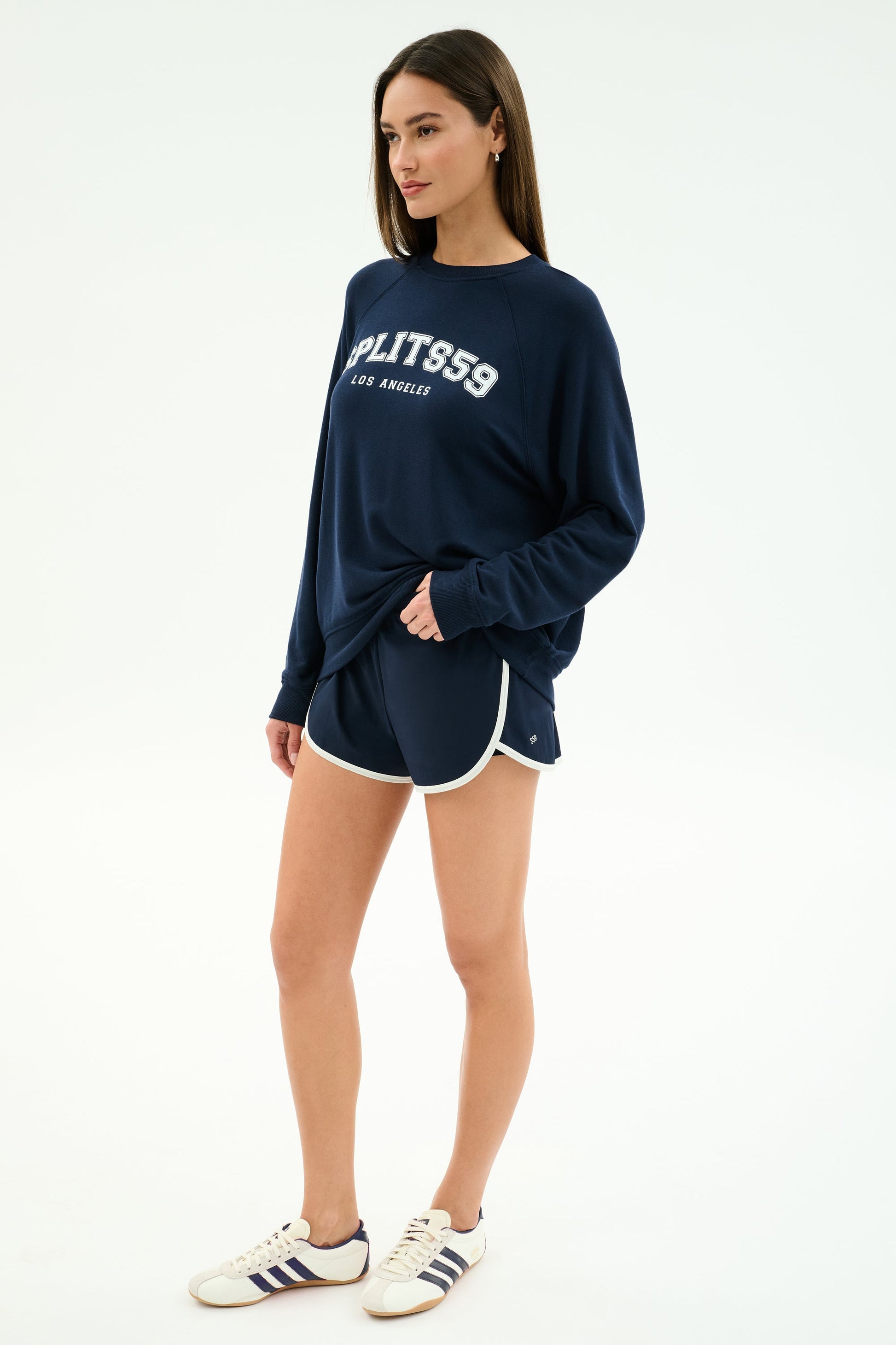 Andie Oversized Fleece Varsity Graphic Sweatshirt - Splits59