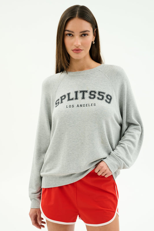 Andie Oversized Fleece Varsity Graphic Sweatshirt - Splits59